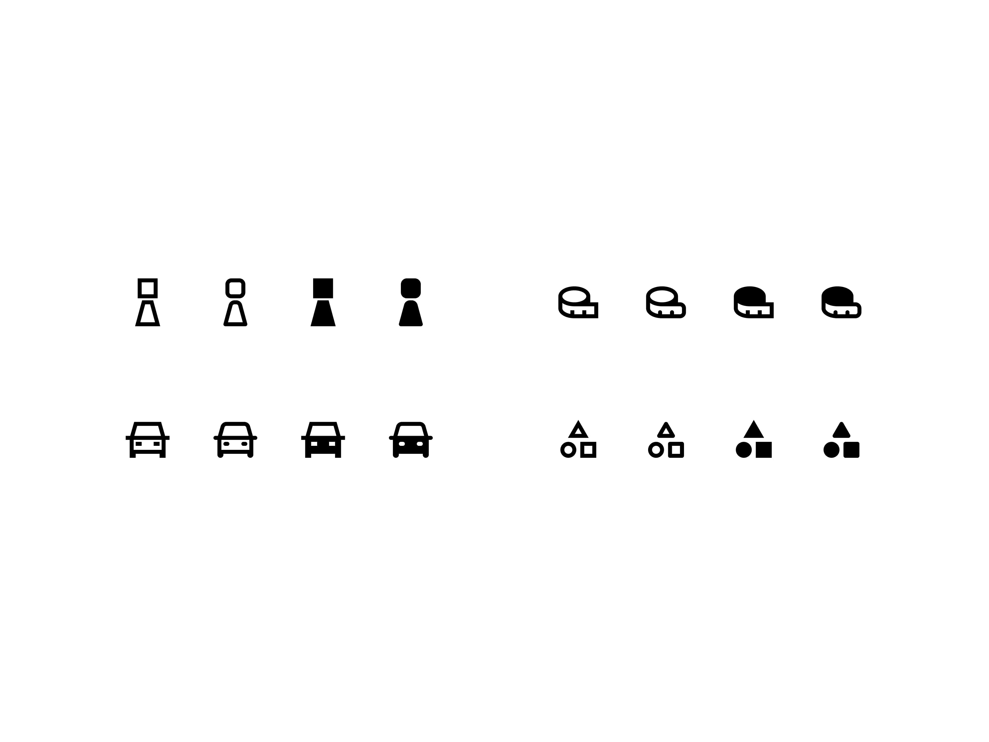 A grid of 4 symbols in the different styles: Sharp, Round, Sharp Filled and Round Filled